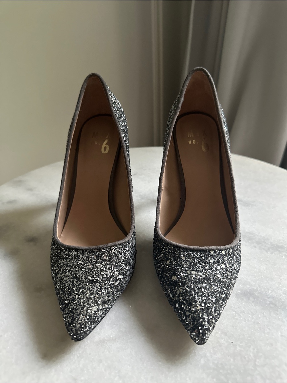 Mix No. 6 Black and Silver Glitter Pointed Pumps